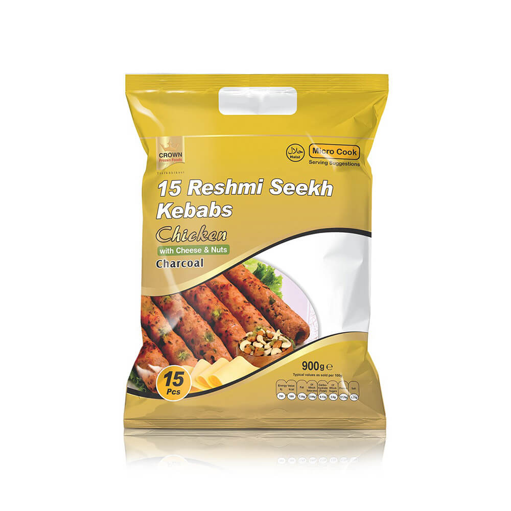 Crown Reshmi Chicken Seekh Kebab With Cheese And Nuts 900g (15 pcs.)